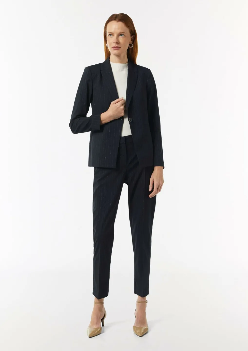 Antaillierter Blazer mit dezentem Gitzergarn-Comma Discount