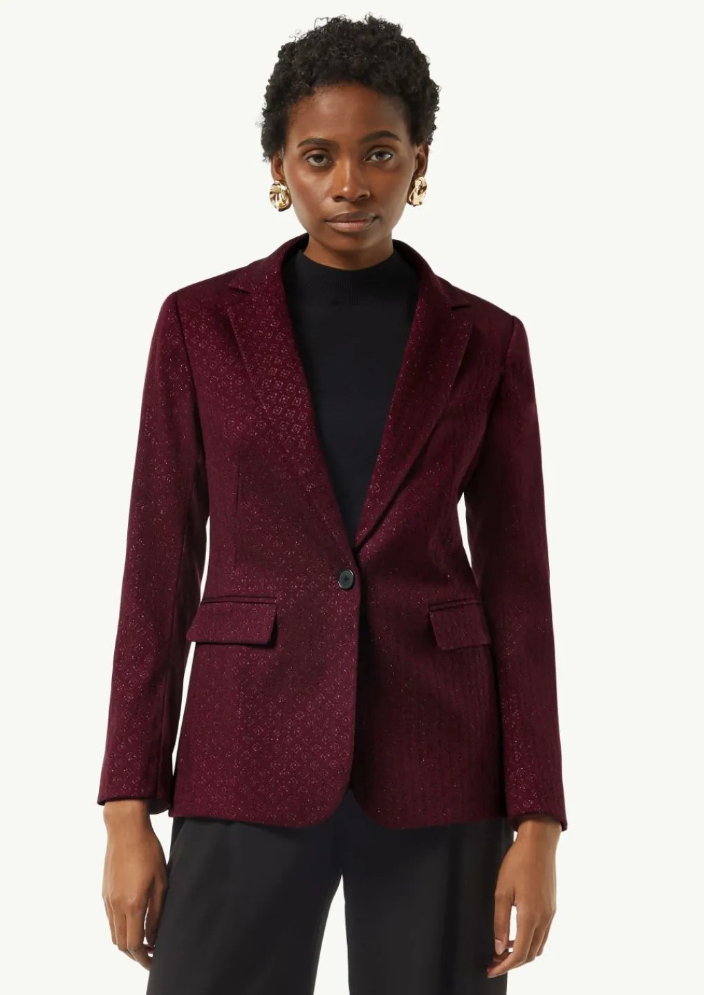 Antaillierter Jacquard-Blazer mit Glitzergarn-Comma Best