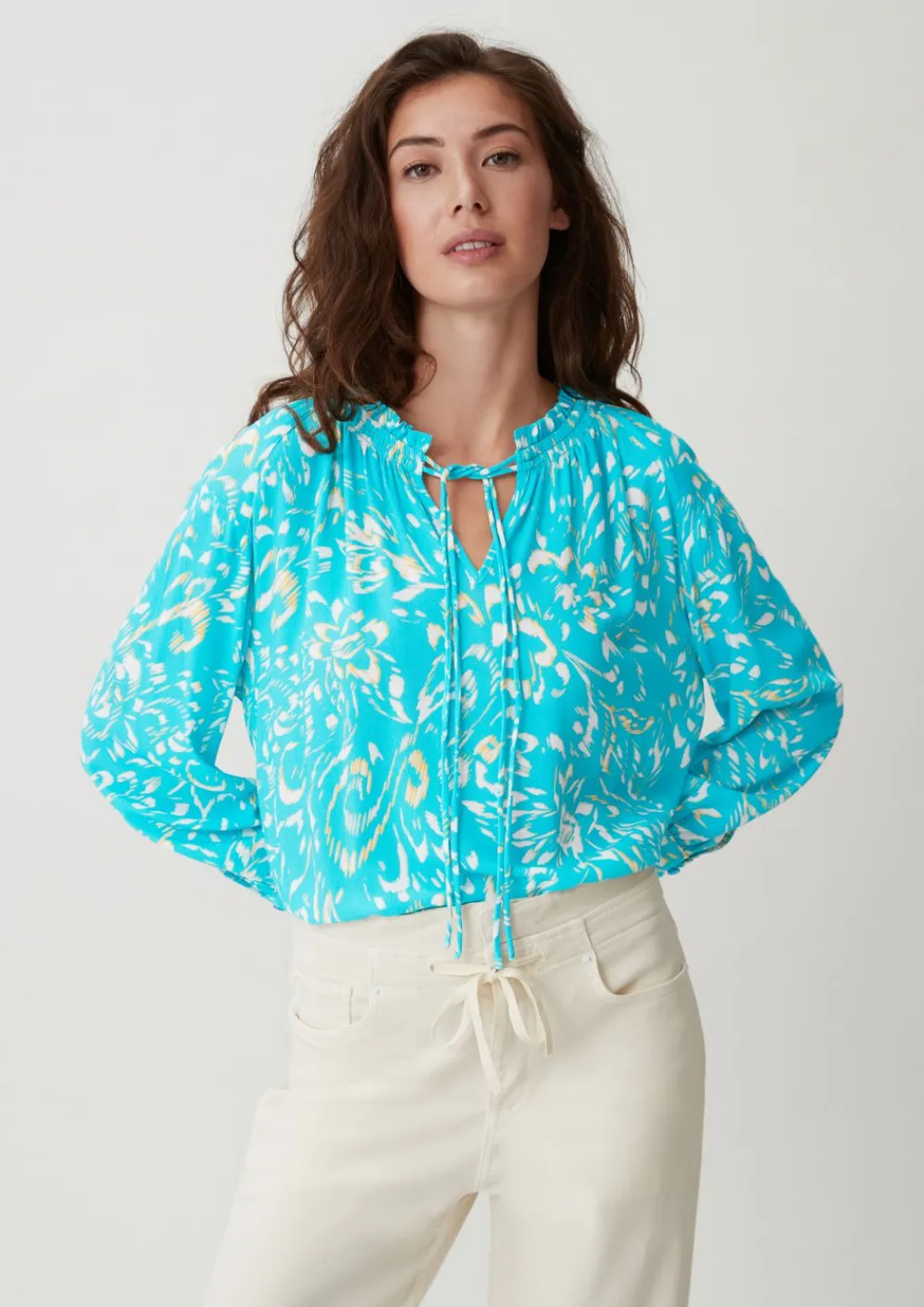 Baumwollbluse aus Crêpe-Comma Hot