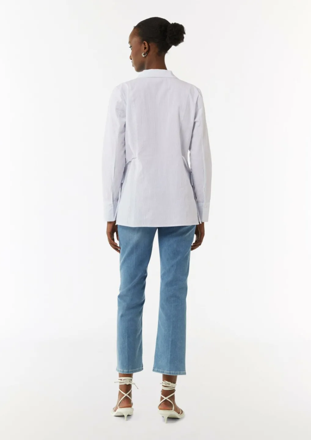 Baumwollbluse im Slim Fit mit Bindedetails-Comma Sale