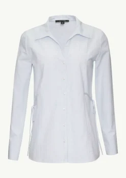Baumwollbluse im Slim Fit mit Bindedetails-Comma Sale