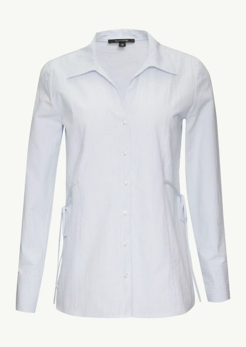 Baumwollbluse im Slim Fit mit Bindedetails-Comma Sale