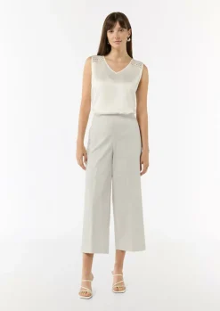 Baumwoll-Hose mit seitlichem Reißverschluss und Semi-Wide-Leg-Comma Sale