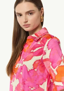 Baumwoll-Kleid mit Hemdkragen und All-over-Print-Comma Sale