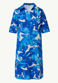 Baumwoll-Kleid mit Hemdkragen und All-over-Print-Comma Discount