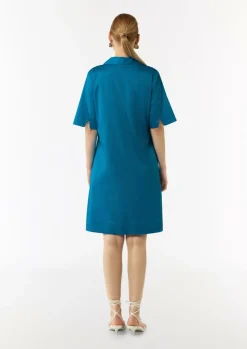 Baumwollkleid mit Hemdkragen und Eingrifftaschen-Comma Hot