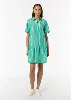 Baumwoll-Kleid mit Volant-Saum und Hemdkragen-Comma Discount