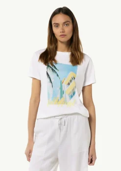 Baumwollshirt mit Front- und Rückenprint-Comma Sale