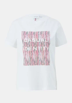 Baumwollshirt mit gummiertem Frontprint-Comma Discount