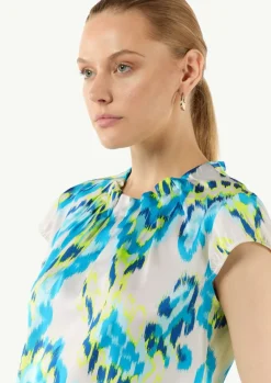 Bedruckte Satinbluse mit Faltendetail-Comma Clearance