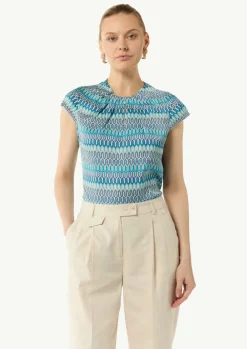 Bedruckte Satinbluse mit Faltendetail-Comma Discount