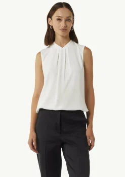 Bluse aus Viskose-Crêpe mit Faltendetails-Comma Hot