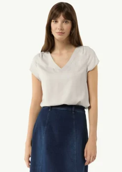 Bluse aus Viskosemix mit Faltendetail-Comma Discount