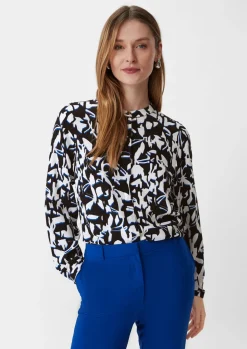 Bluse mit All-over-Print-Comma Fashion