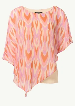 Bluse mit asymmetrischem Chiffon-Overlay-Comma Discount