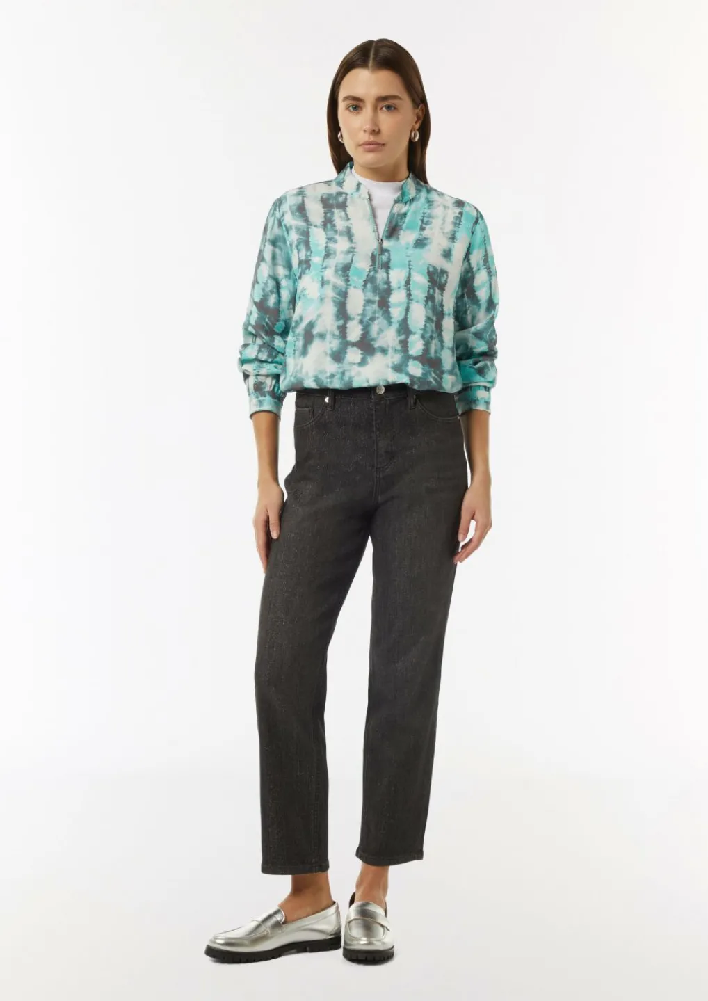 Bluse mit Reißverschluss und Manschetten-Comma Hot