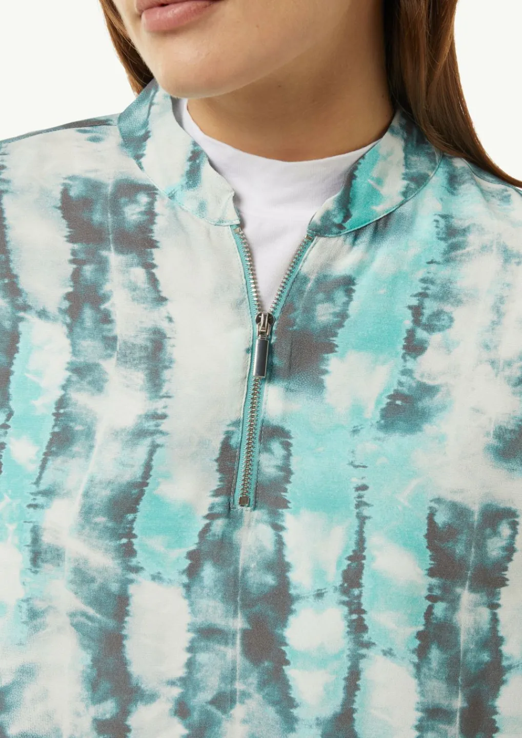 Bluse mit Reißverschluss und Manschetten-Comma Hot