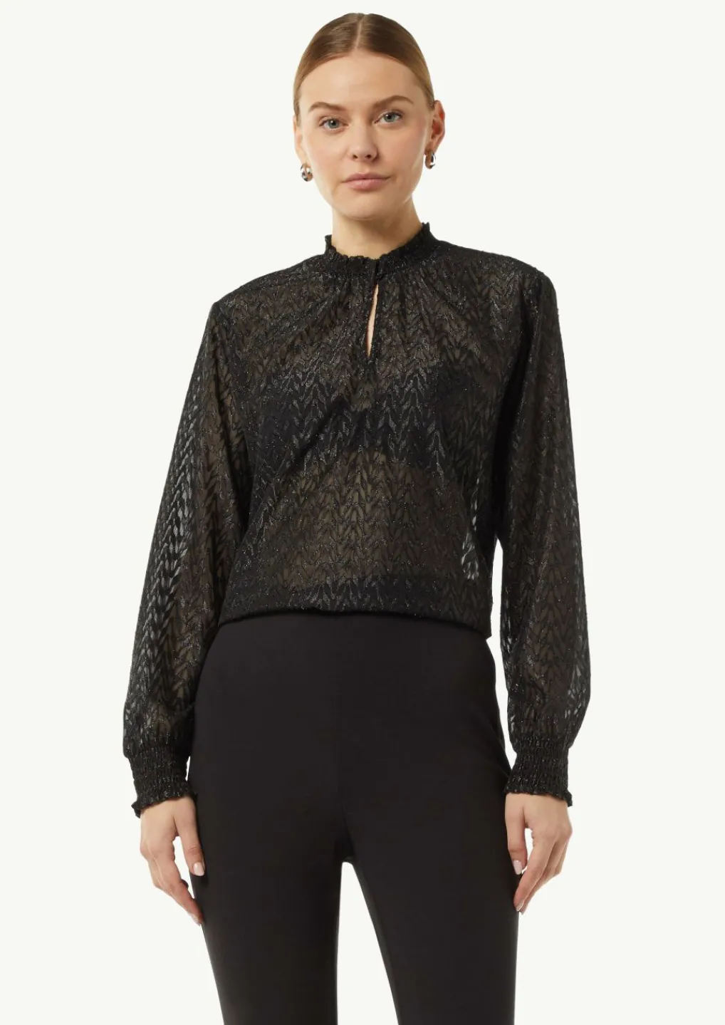 Bluse mit Transparenz-Effekt und Glitzergarn-Comma Clearance