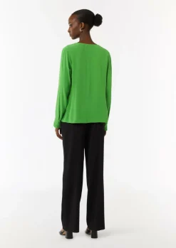 Bluse mit V-Ausschnitt und Satinblende-Comma New