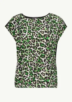 Blusenshirt im Fabricmix mit Leo-Muster-Comma New