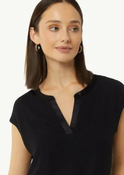 Blusenshirt mit Tunika-Ausschnitt und Satinblende-Comma Fashion