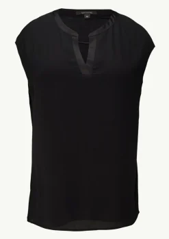 Blusenshirt mit Tunika-Ausschnitt und Satinblende-Comma Fashion
