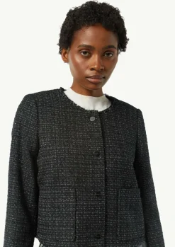 Bouclé-Jacke mit Fransen-Detail und Glitzergarn-Comma Discount
