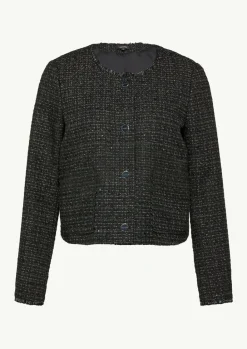 Bouclé-Jacke mit Fransen-Detail und Glitzergarn-Comma Discount