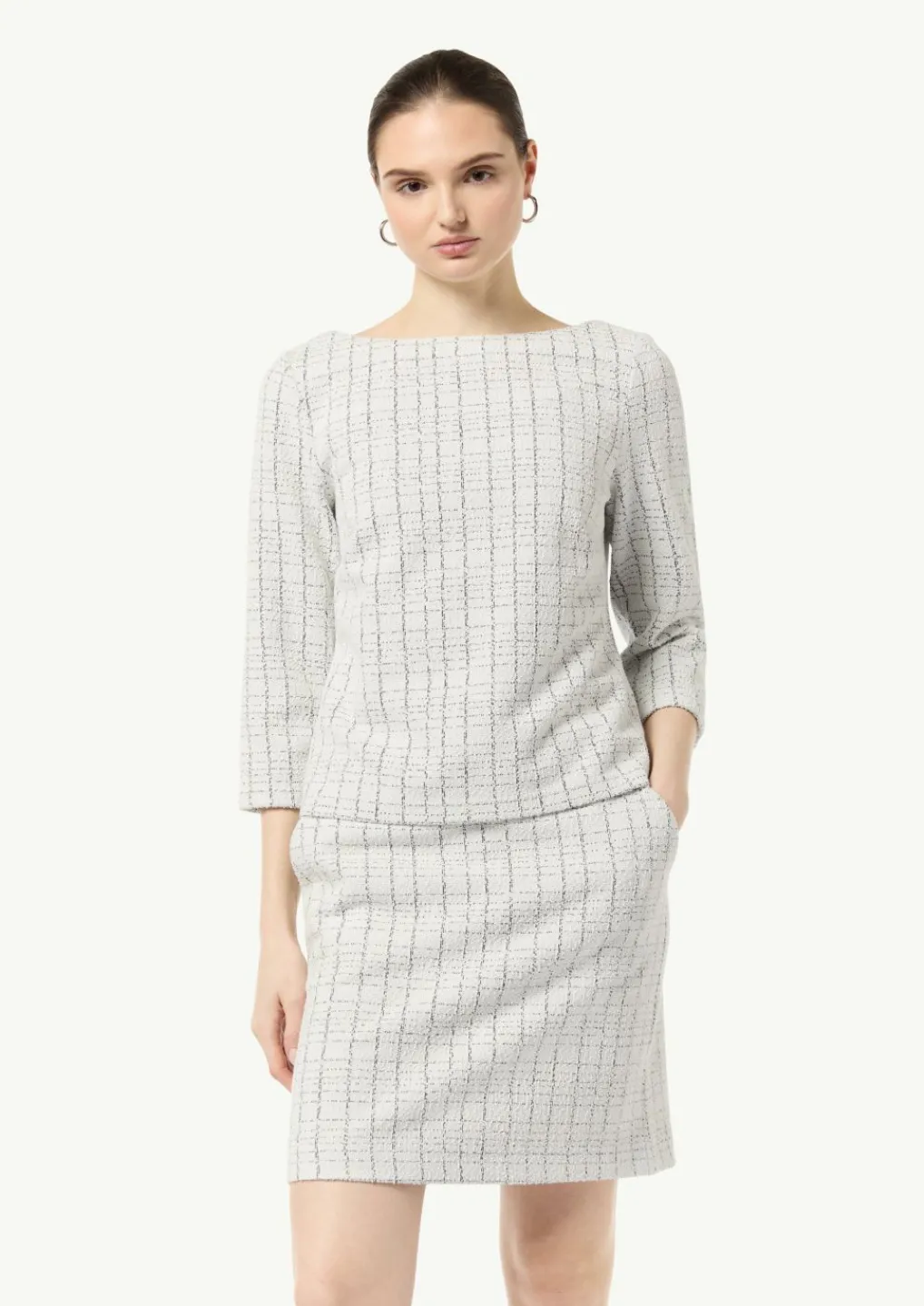 Bouclé-Jerseyshirt mit Metallic-Garn-Comma Online