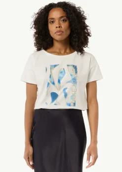 Boxy-Shirt aus Baumwollmix mit Artwork-Print-Comma Sale