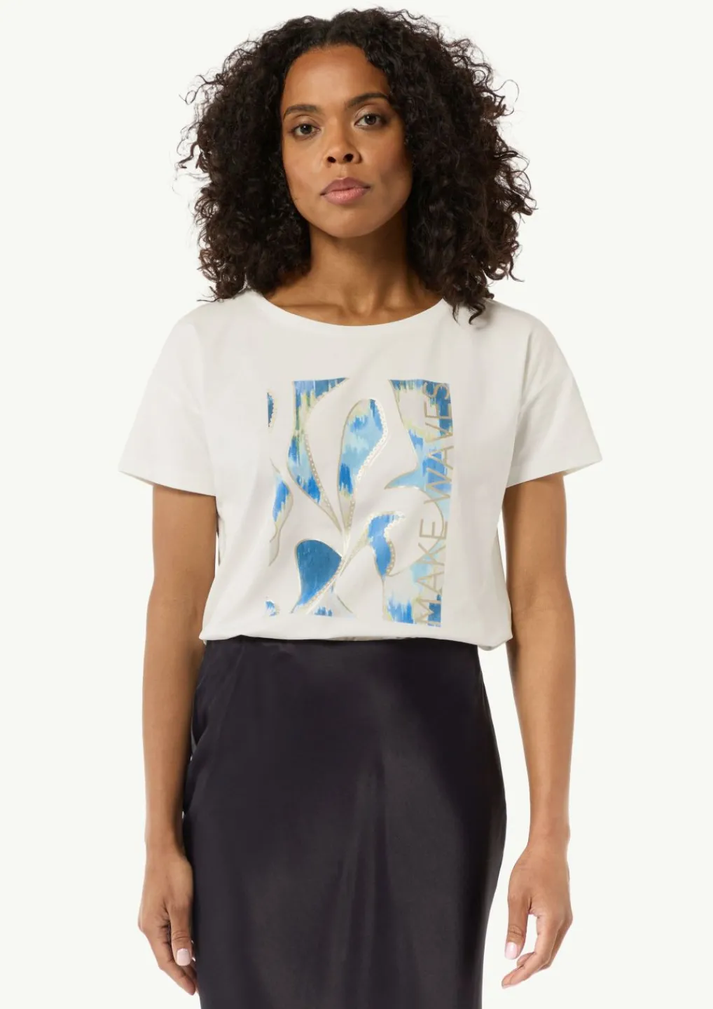 Boxy-Shirt aus Baumwollmix mit Artwork-Print-Comma Sale