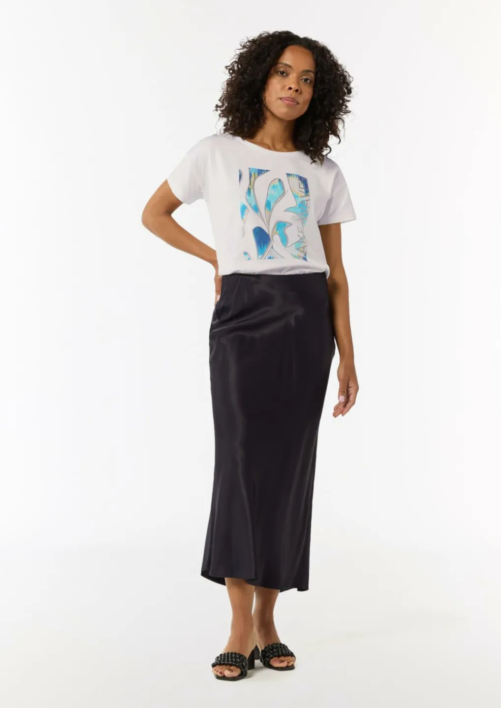 Boxy-Shirt aus Baumwollmix mit Artwork-Print-Comma Sale