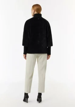 Cape aus Teddyplüsch mit Strickdetails-Comma Best