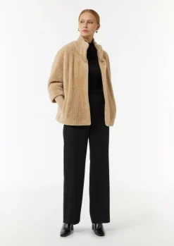 Cape aus Teddyplüsch mit Strickdetails-Comma Best