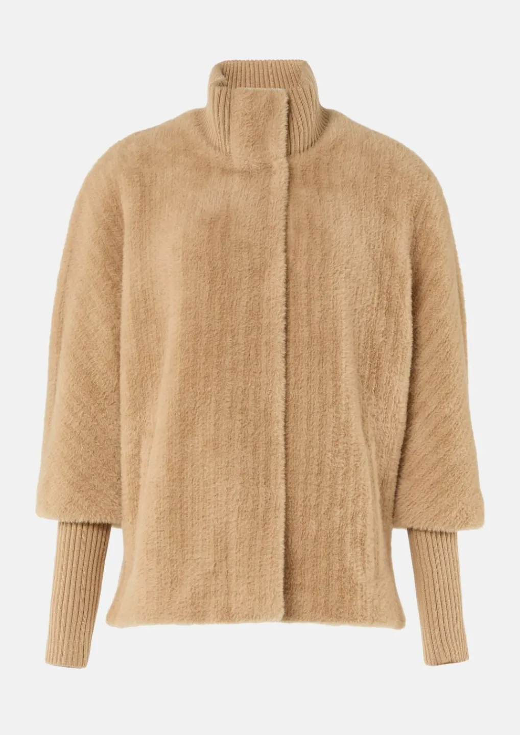 Cape aus Teddyplüsch mit Strickdetails-Comma Best