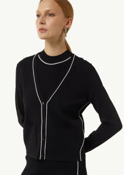 Cardigan mit Kontrastdetails und aufgesetzten Taschen-Comma Hot
