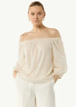 Carmen-Bluse aus Lyocellmix mit elastischem Ausschnitt-Comma Sale