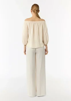 Carmen-Bluse aus Lyocellmix mit elastischem Ausschnitt-Comma Sale