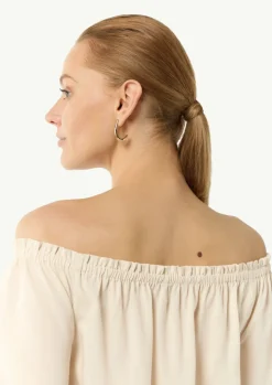 Carmen-Bluse aus Lyocellmix mit elastischem Ausschnitt-Comma Sale