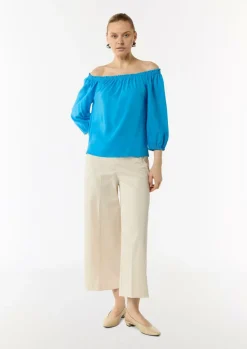Carmen-Bluse aus Lyocellmix mit elastischem Ausschnitt-Comma New