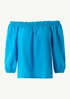 Carmen-Bluse aus Lyocellmix mit elastischem Ausschnitt-Comma New