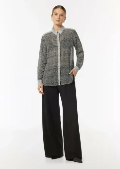 Chiffon-Bluse mit Hemdkragen und Manschetten-Comma Best