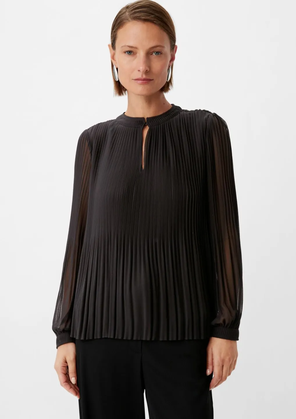Chiffon-Bluse mit Plisseefalten-Comma Discount