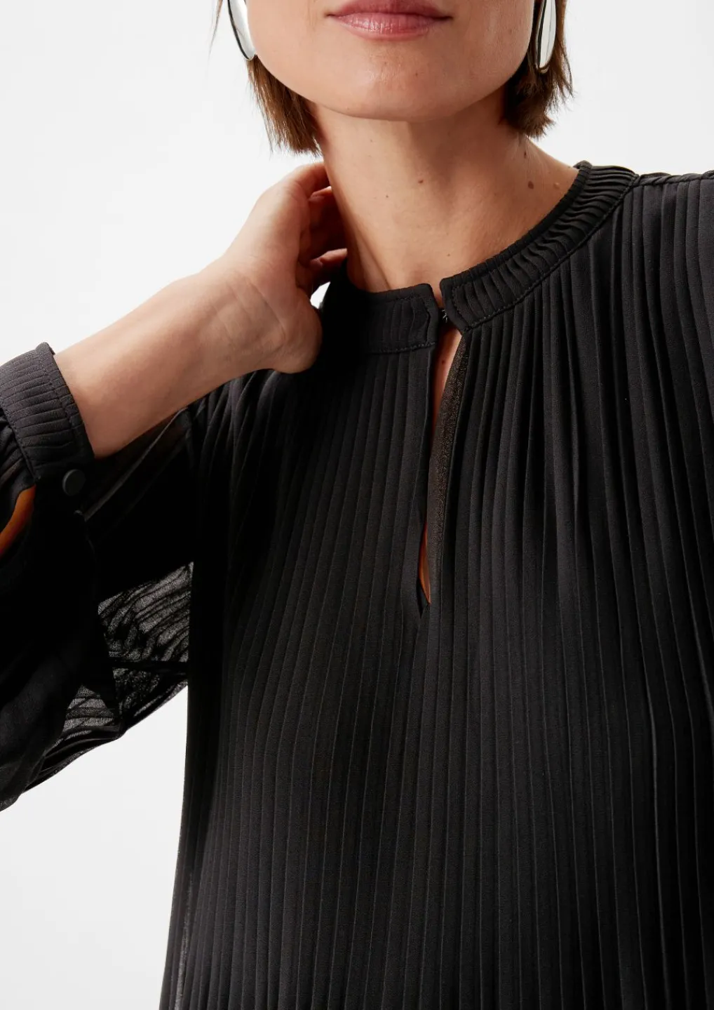 Chiffon-Bluse mit Plisseefalten-Comma Discount
