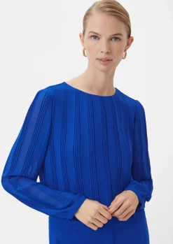 Chiffonbluse mit Plisseefalten-Comma New