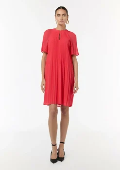 Chiffon-Kleid mit Plisseefalten-Comma New