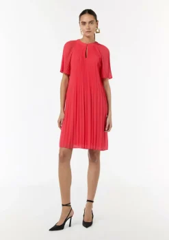 Chiffon-Kleid mit Plisseefalten-Comma New