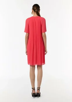 Chiffon-Kleid mit Plisseefalten-Comma New