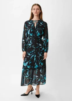 Chiffonkleid mit Stoffgürtel-Comma Sale