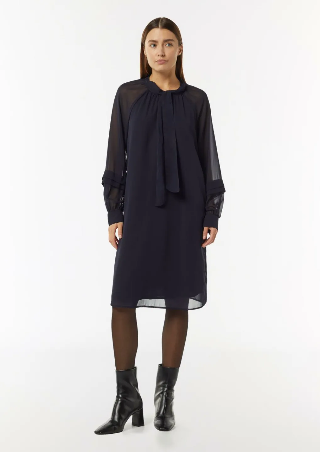 Chiffonkleid mit transparenten Ärmeln-Comma Discount